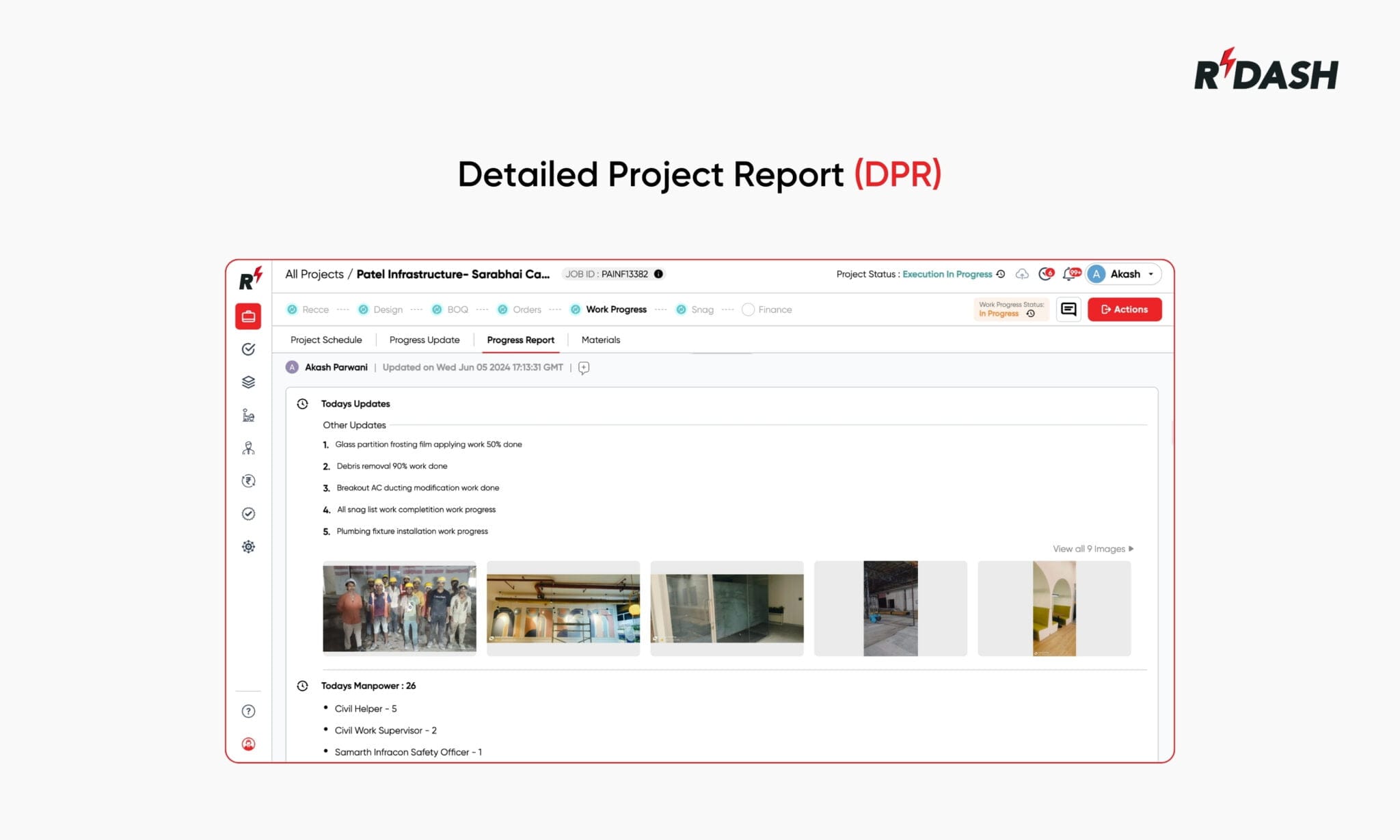 Impact of detailed project report in construction RDash